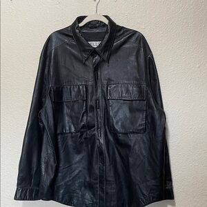 Wilson The Leather Experts Pelle Studio Black Leather Shirt Jacket. Size XXL.
